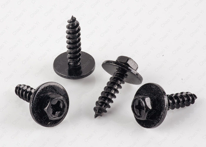 Black Hex Head Self Tapping Screws Indented Combined Sems Electrophoresis